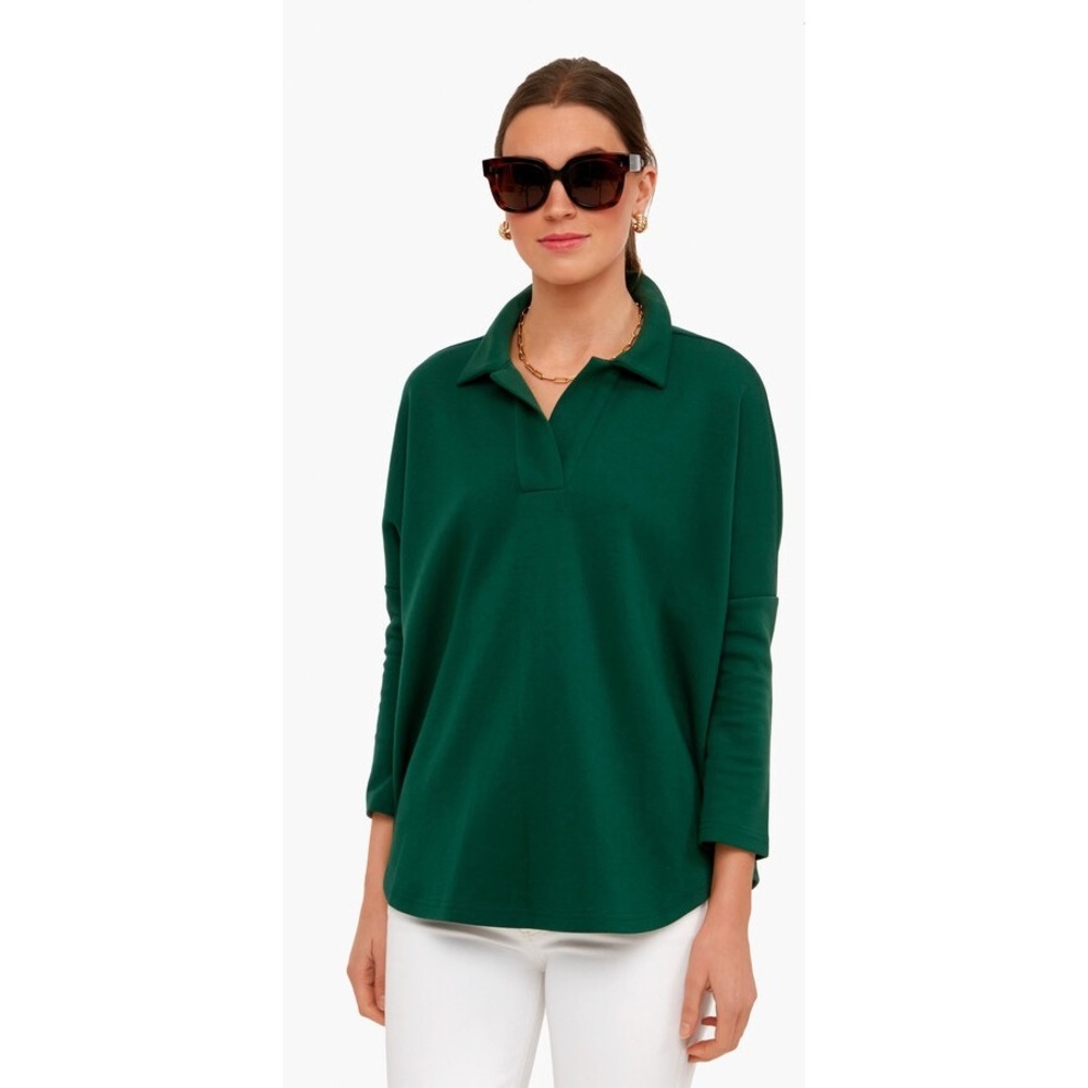 Pomander Place Tuckernuck Jaguar Green Easy Polo Swing Sweatshirt Women's M/L